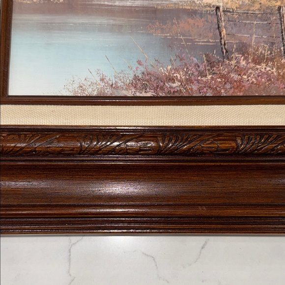 Rustic Barn Landscape Painting with Brown Frame - Picture 5 of 6